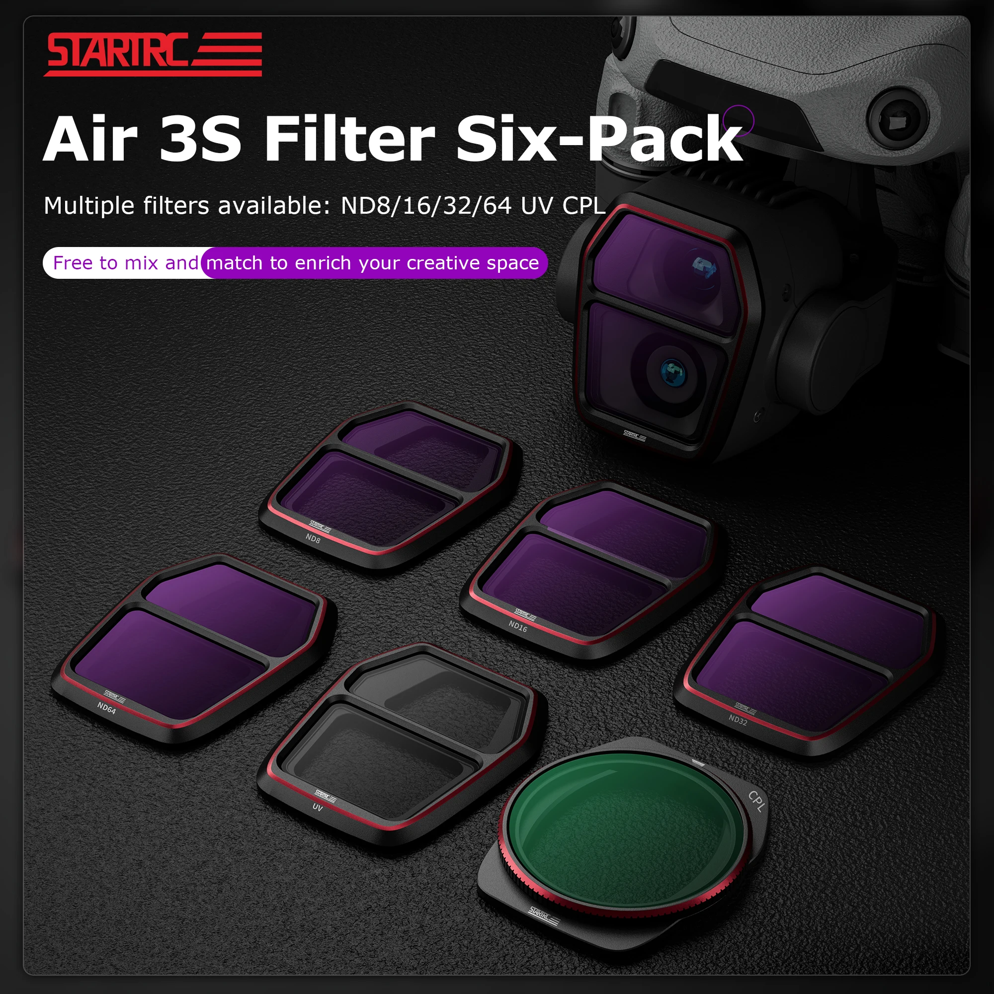 Air 3S ND Filters Set for DJI Air 3S Accessories, 6 Pack Fil