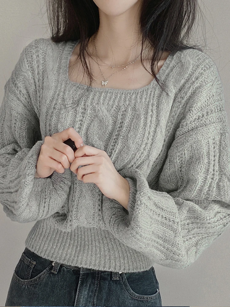 White Knitted Sweater Coat Women's Lazy Sle ort Design Autumn 2023 New Faion Loose Fit Long Sve  Color Top