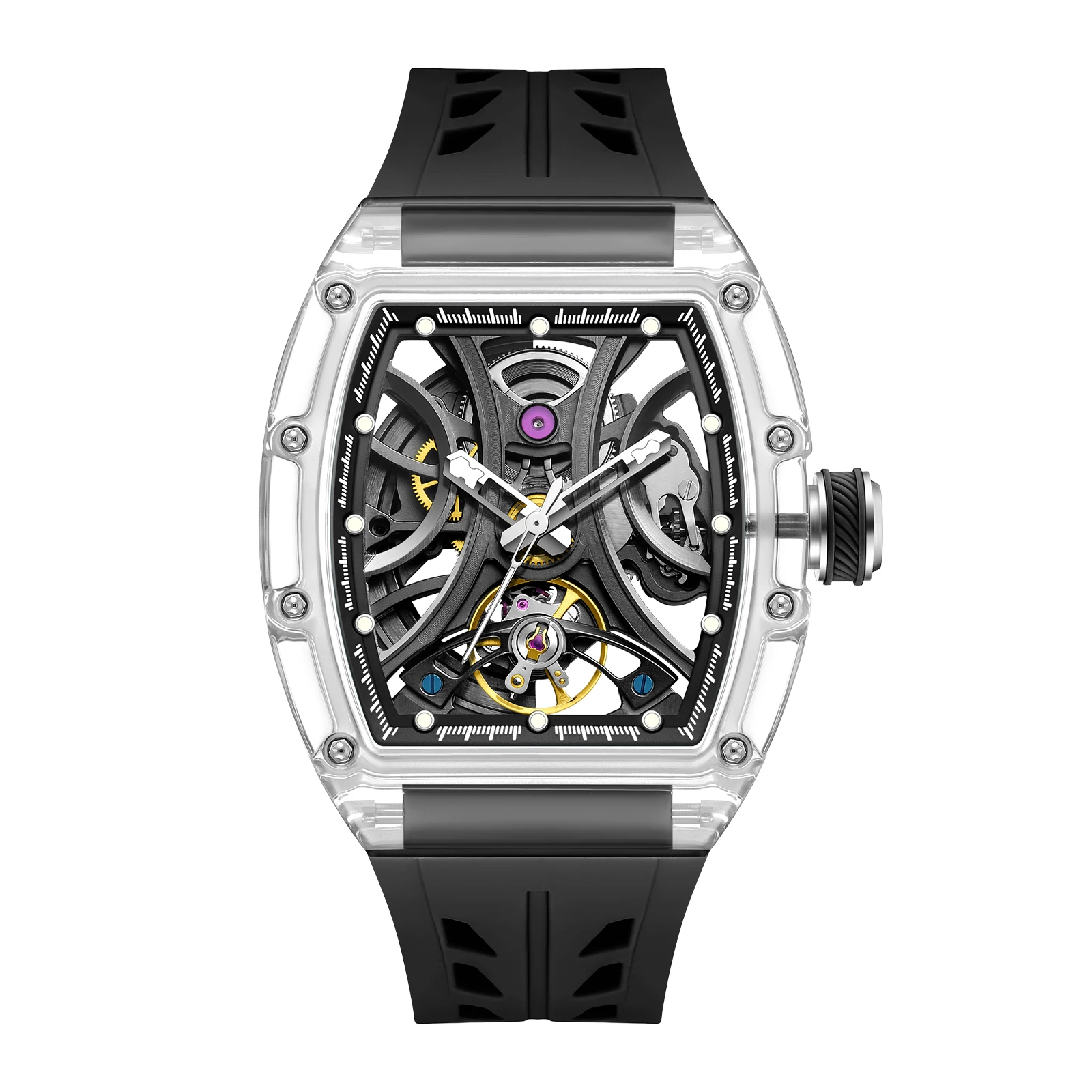 Automatic Mechanical Movement 50m Waterproof Couple Lovers Luxury Watches CHANCE 919511 Transparent Acrylique Case