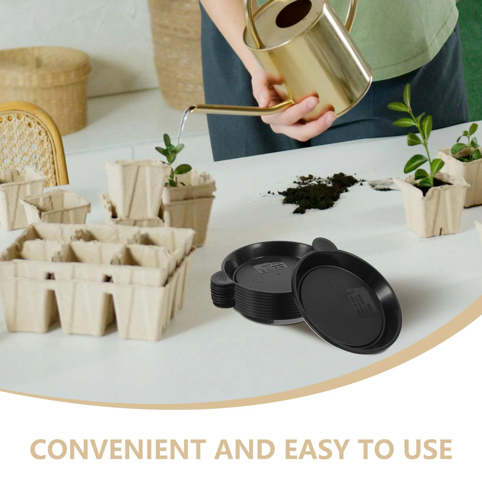 10pcs Succulent Plants Pots Saucer Tray 8.2Cm Deep Slot Plastic Flowerpot Drip Plate For Bonsai Small Plant Holders Black