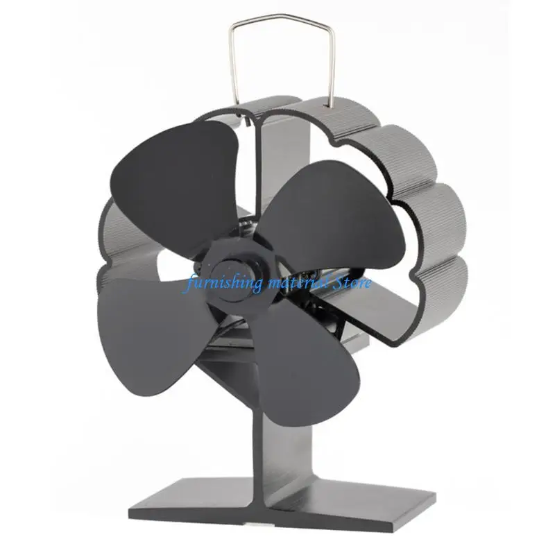 Y5GD Home 4 شفرات مدفأة موقد مروحة سجل الخشب للموقد توفير هادئ كفاءة الوقود #4