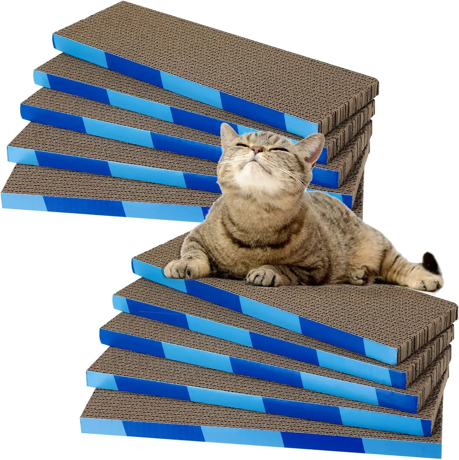 

10 Pcs Cat Scratching Pads Large Cat Scratcher Cardboard 14.6 x 4.7 Inch Double Sided Scratch Board, Non-Toxic, Durable,