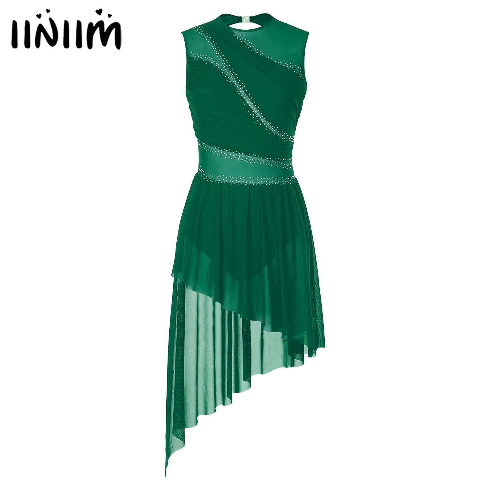 Womens Gymnastiek Artistiek Ballet Jersey Kunstschaatsen Kostuum Glanzende Lyrische Hedendaagse Dans Maillots Jurken Strakke Jumpsuit