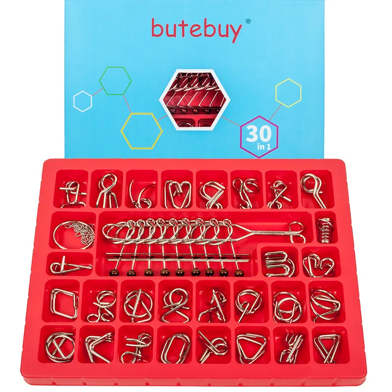 15 unids/set materiales Metal 3D rompecabezas Montessori alambre IQ rompecabezas Tete Rompicapo juguetes y pasatiempos Wit juegos