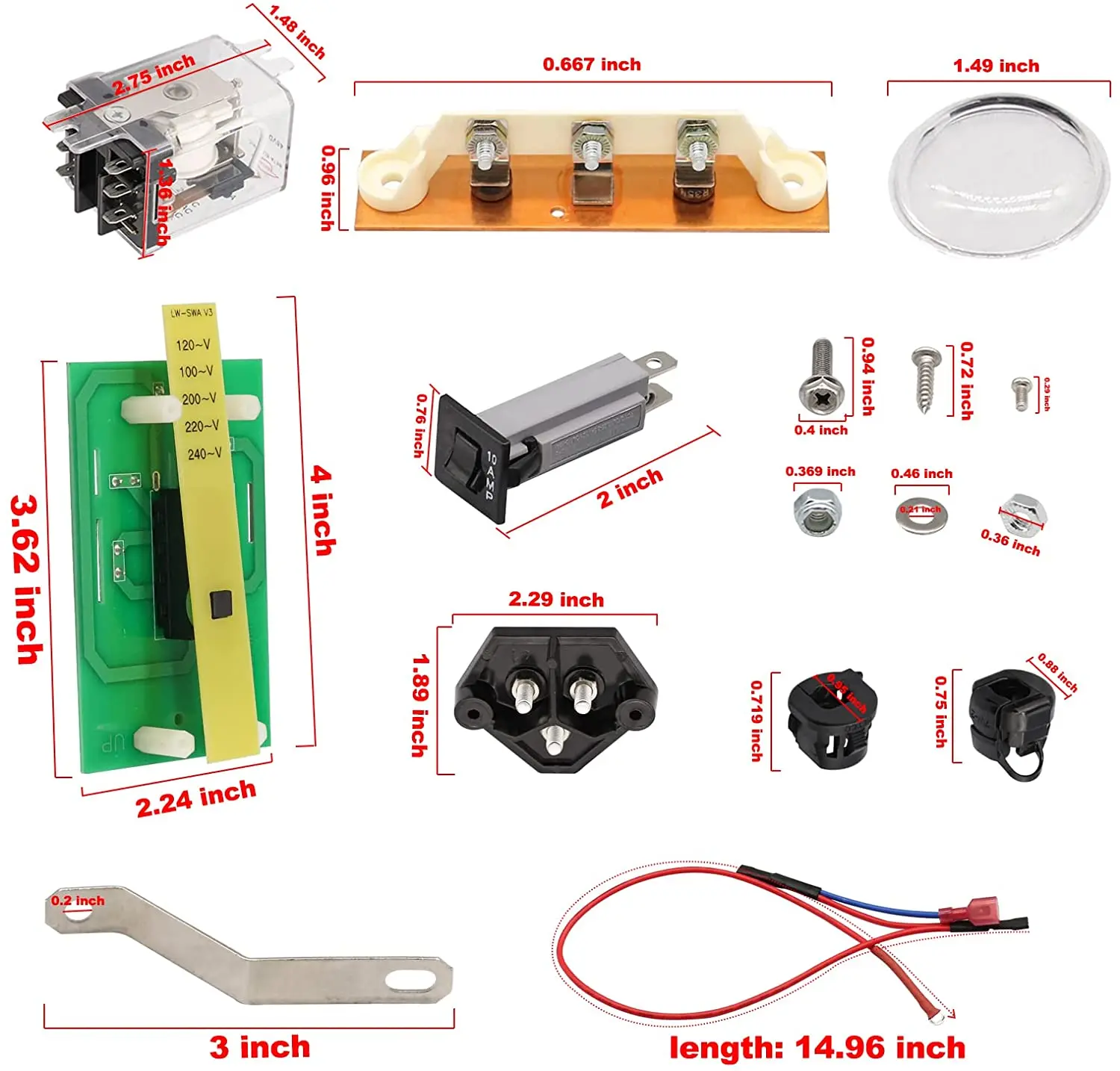 Golf Cart Battery Charger Repair Kit (Export Version) 48 Volt for Club Car Chargers OEM# 1015914 1012101 101838601 101914401