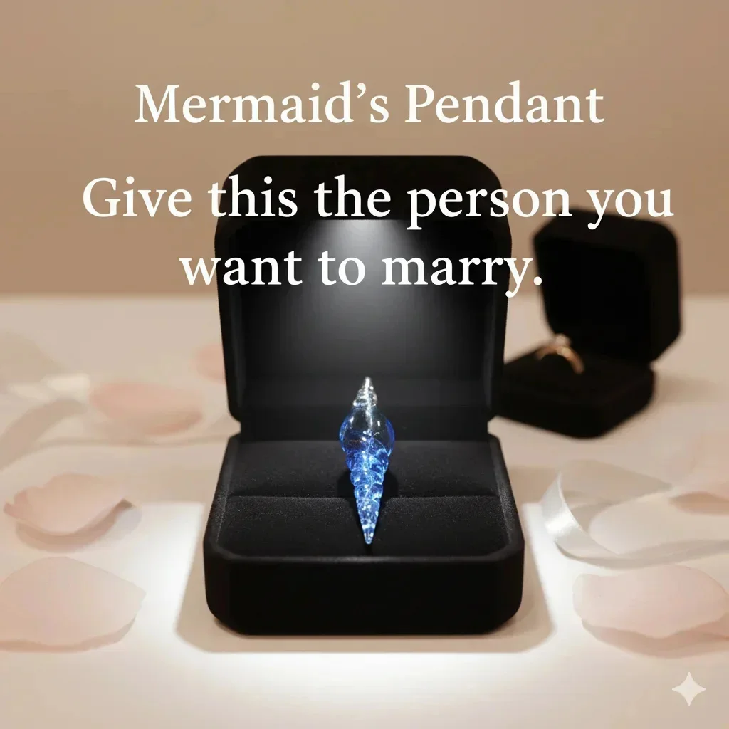 Official Stardew Valley Mermaid Necklace Blue Crystal Shell Cosplay Jewelry Gift view 4