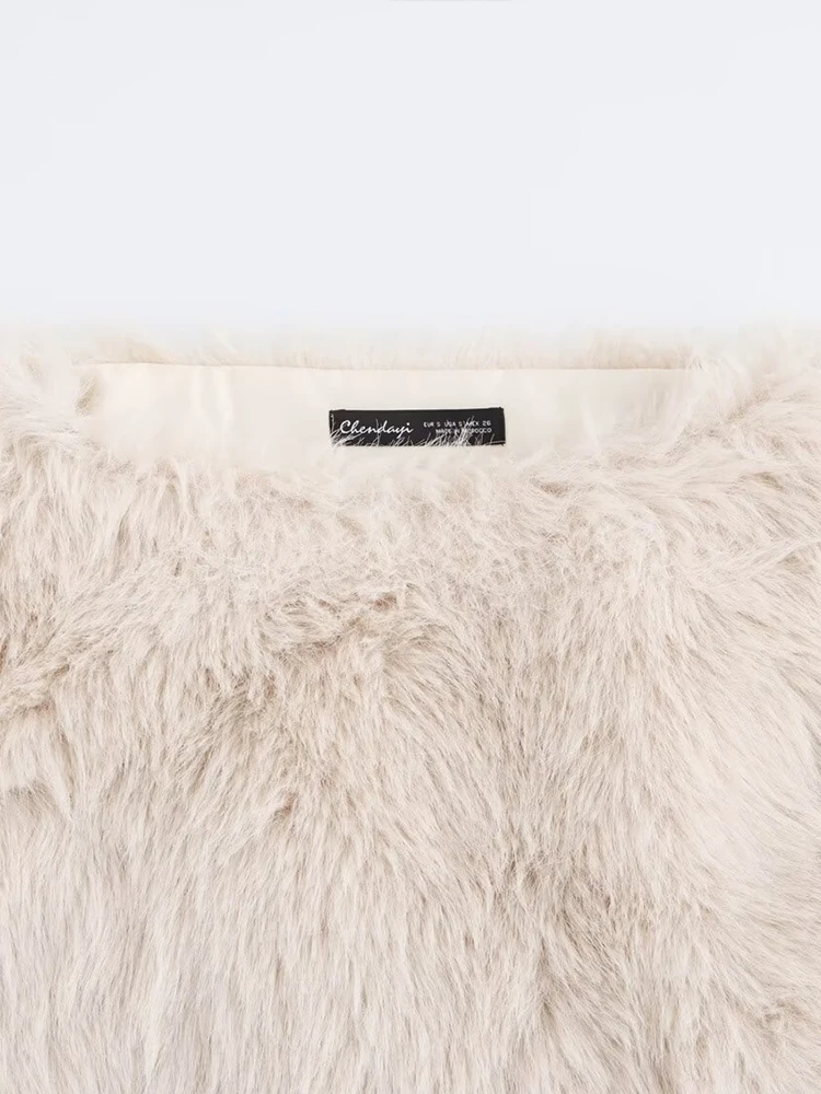 Simple fur top environmentally friendly artificial fur short pullover high-end temperament loose winter