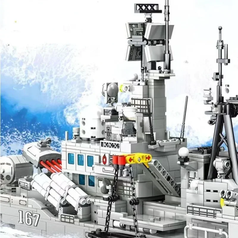 Military WW2 956 Model Warships Building Blocks MOC Battleship Bricks Kit Educational Toys for Children Gift