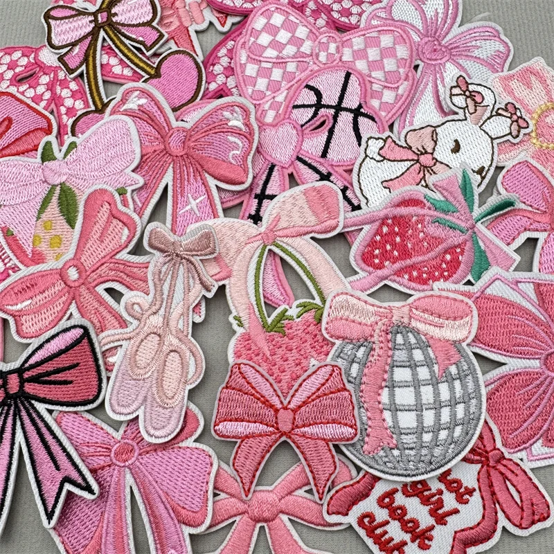 Parches termoadhesivos infantiles de lazo rosa, dibujos animados - imagen 4
