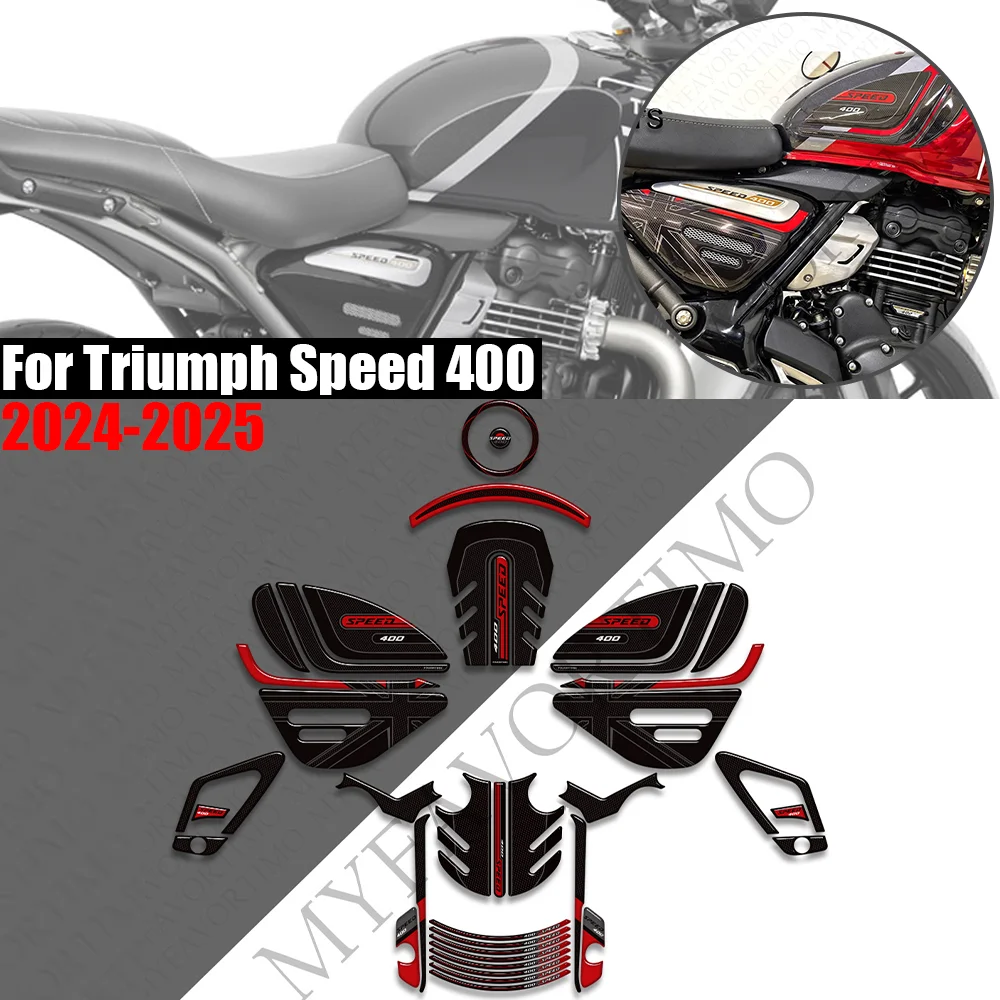

For Triumph speed 400 2024 2025 Motorcycle Fuel Tank Pad Sticker TankPad Moto Epoxy resin Decals speed400 Accessories