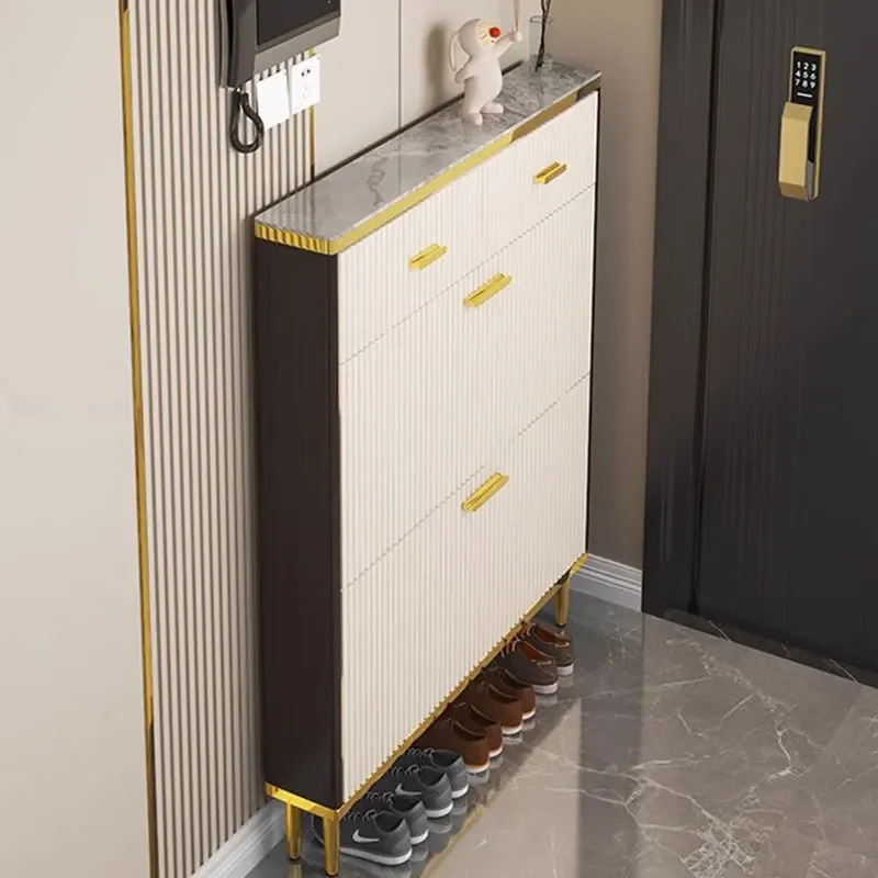 Multi Functional Shoe Rack with Layer Drawer Mobile Ultra Thin Display Organizer for Dorm Living Room Entryway Storage Cabinet