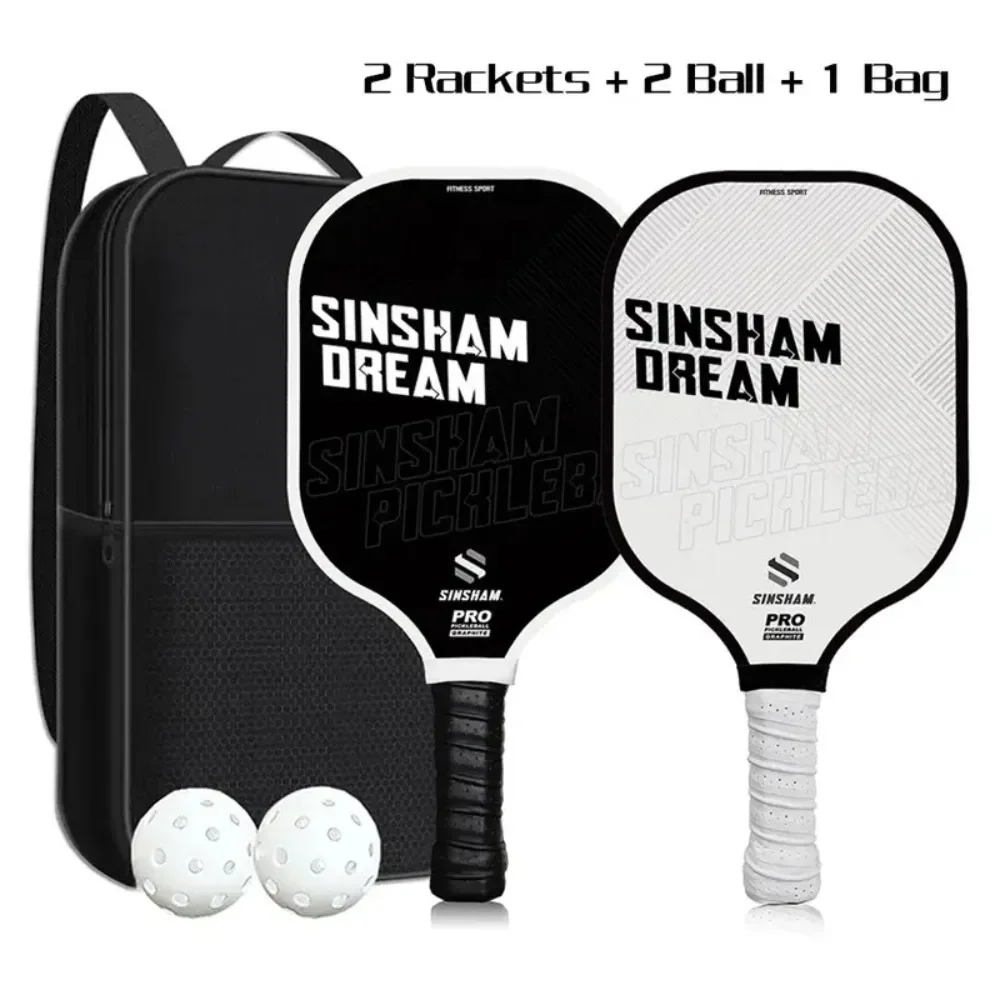 High-end Professional Pickleball Paddle Black and White Letter Replica Racket and Ball Sets for Beginners New 2025