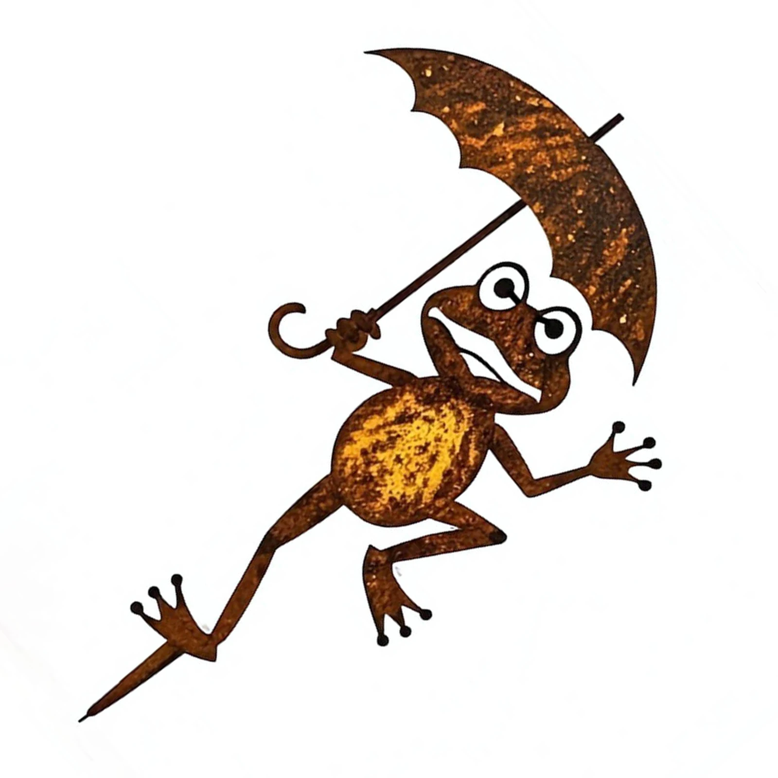 Rusty Metal Frog Garden Stakes Multi Purpose Classic Simple Iron Outdoor Decor for Balcony&Outdoor Landscape Enhancement