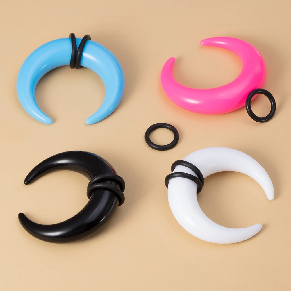 2Pcs Punk Acrylic Spiral Buffalo Horn Taper Tunnel Ear Stretcher Expander Plugs Ear Stretching Kits Unisex Body Piercing Jewelry