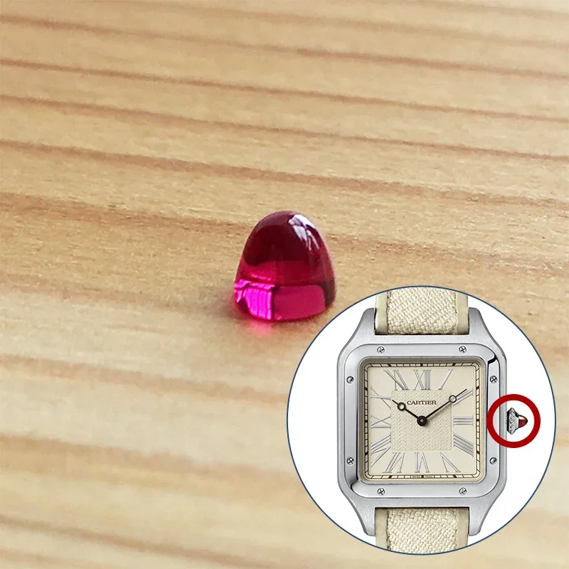 

garnet red watch crown zircon crystal for Santos De Cariter DUMONT WGSA0036 automatic watch crown