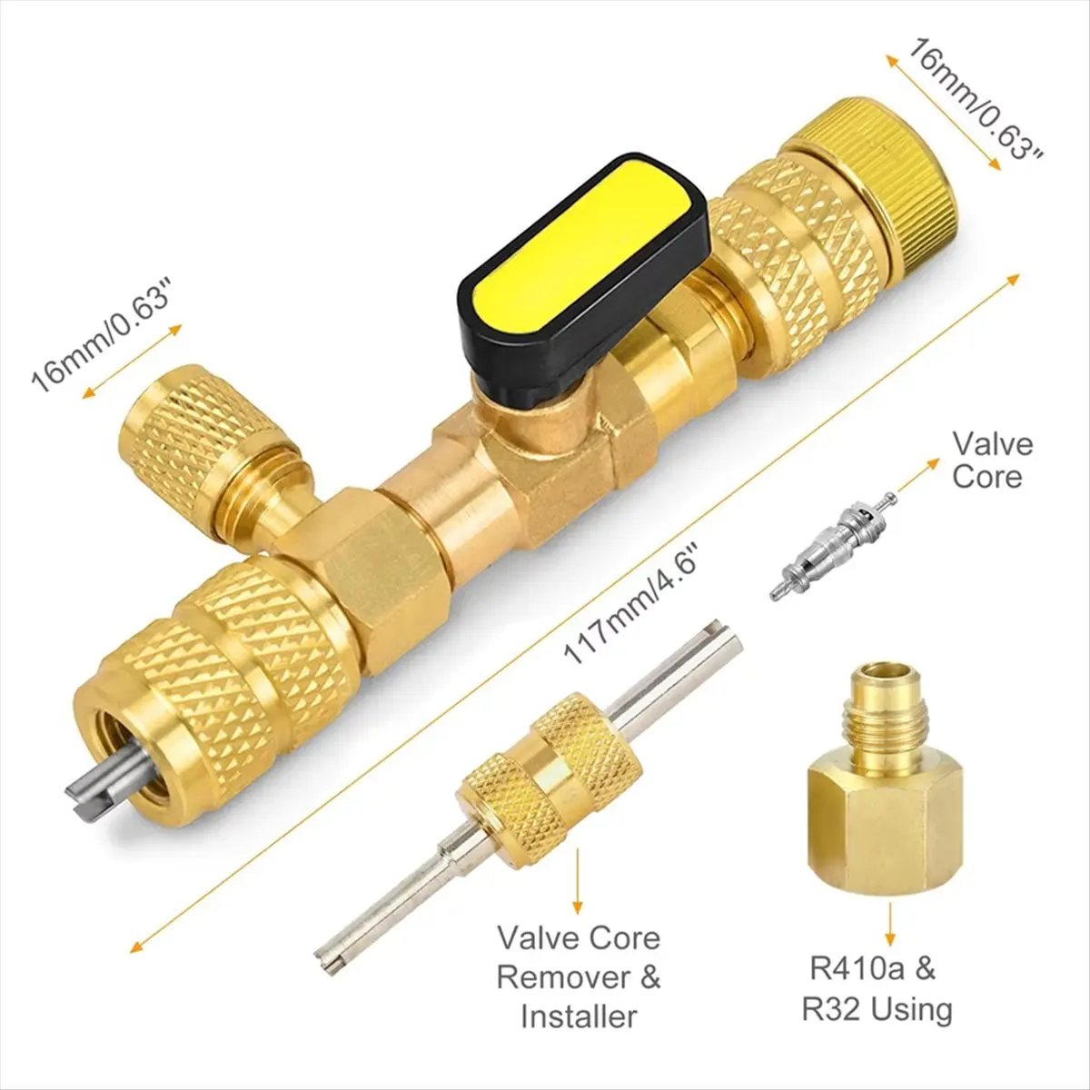 أداة تثبيت مزيل الصمام الأساسية مع 10 قطع من نوى الصمامات 5v1 ومزيل قلب الصمام المزدوج الرأس مع منفذ 1/4 و5/16 [2026 MOCC]
