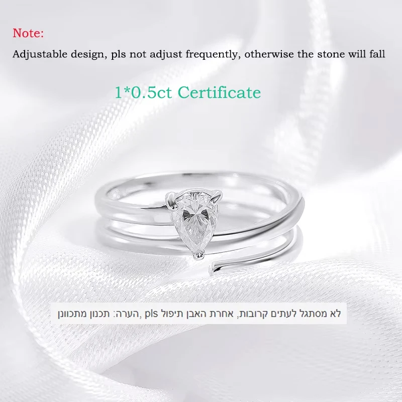 Smyue معتمد 0.5CT مويسانيتي حقيقي سوليتير خواتم للنساء فضة استرليني 925 مطلي 18K مختبر الماس أنثى الذيل الدائري