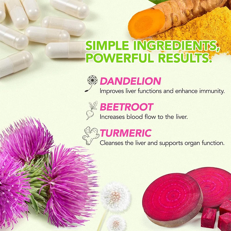Liver Purification, Repair, and Support, 60 Capsules, Milk Thistle and Common English Root Contains 9 Herbal Minerals