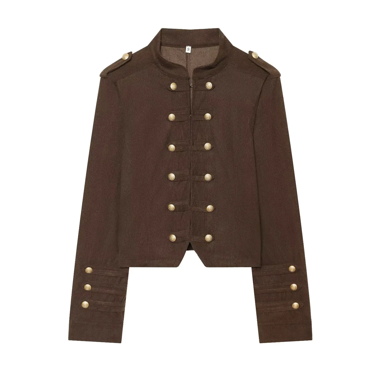 Damen Napoleon Hofstil Retro-Jacken Herbst Damen Kurze Doppelreihige Langarm-Mäntel Damen Freizeitjacken Oberbekleidung – Detail 2