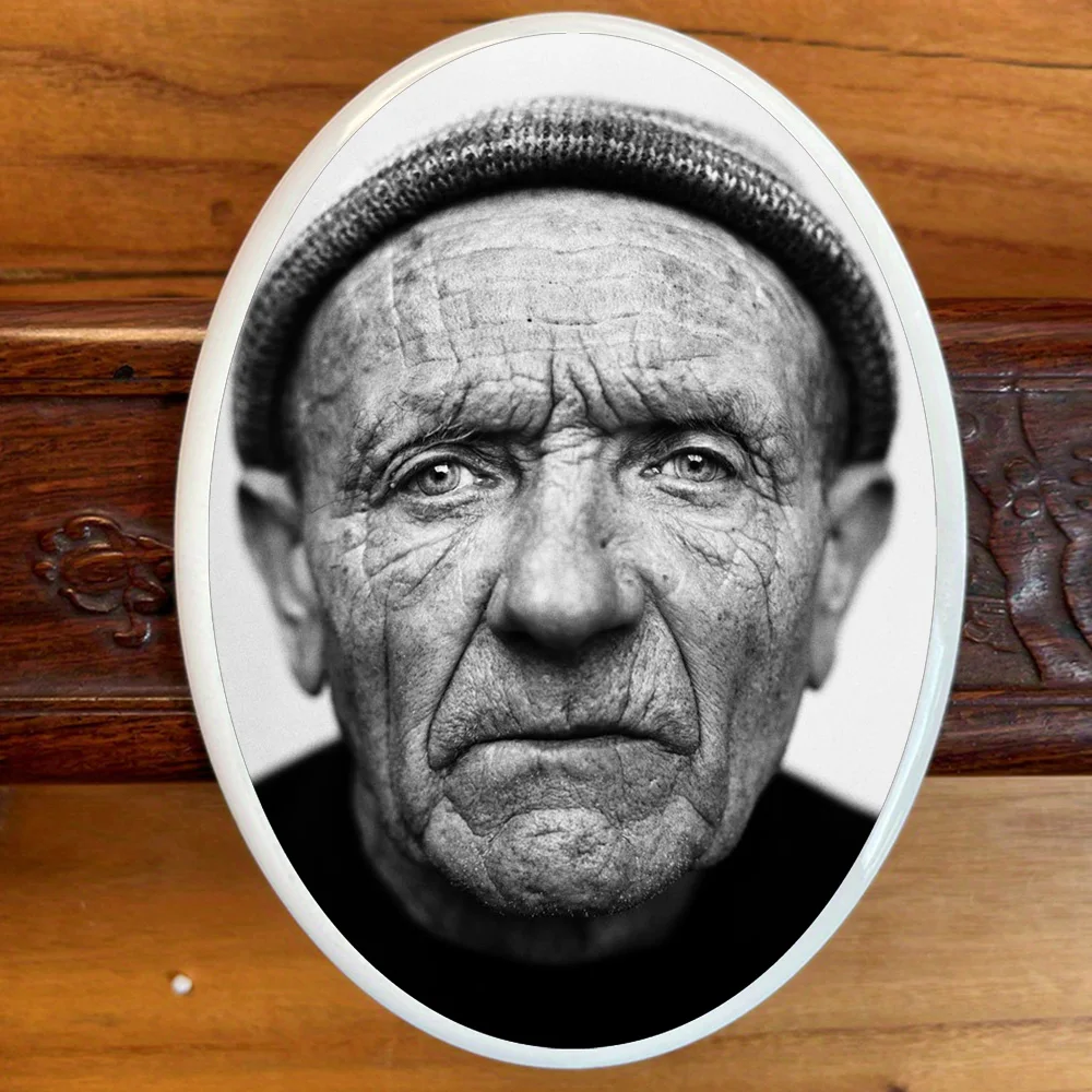 2D Flat Not 3D 1pc Custom Photo Memorial Headstone Tile Acrylic Oval Cemetery Decor Waterproof Indoor Outdoor Grieving Families - view 2