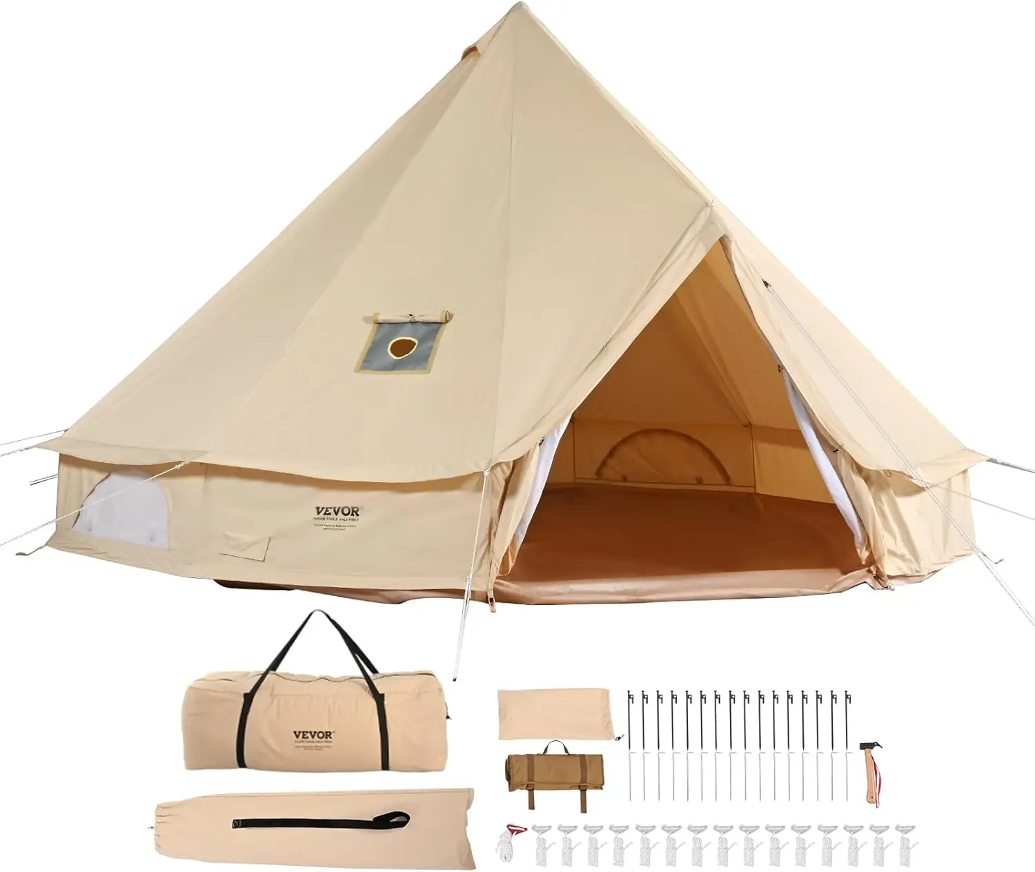 

Canvas Tent Bell, Yurt 4 Seasons for Camping with Stove Jack, Breathable Holds up to 4 People, Family Camping Outdoor Hunting Pa