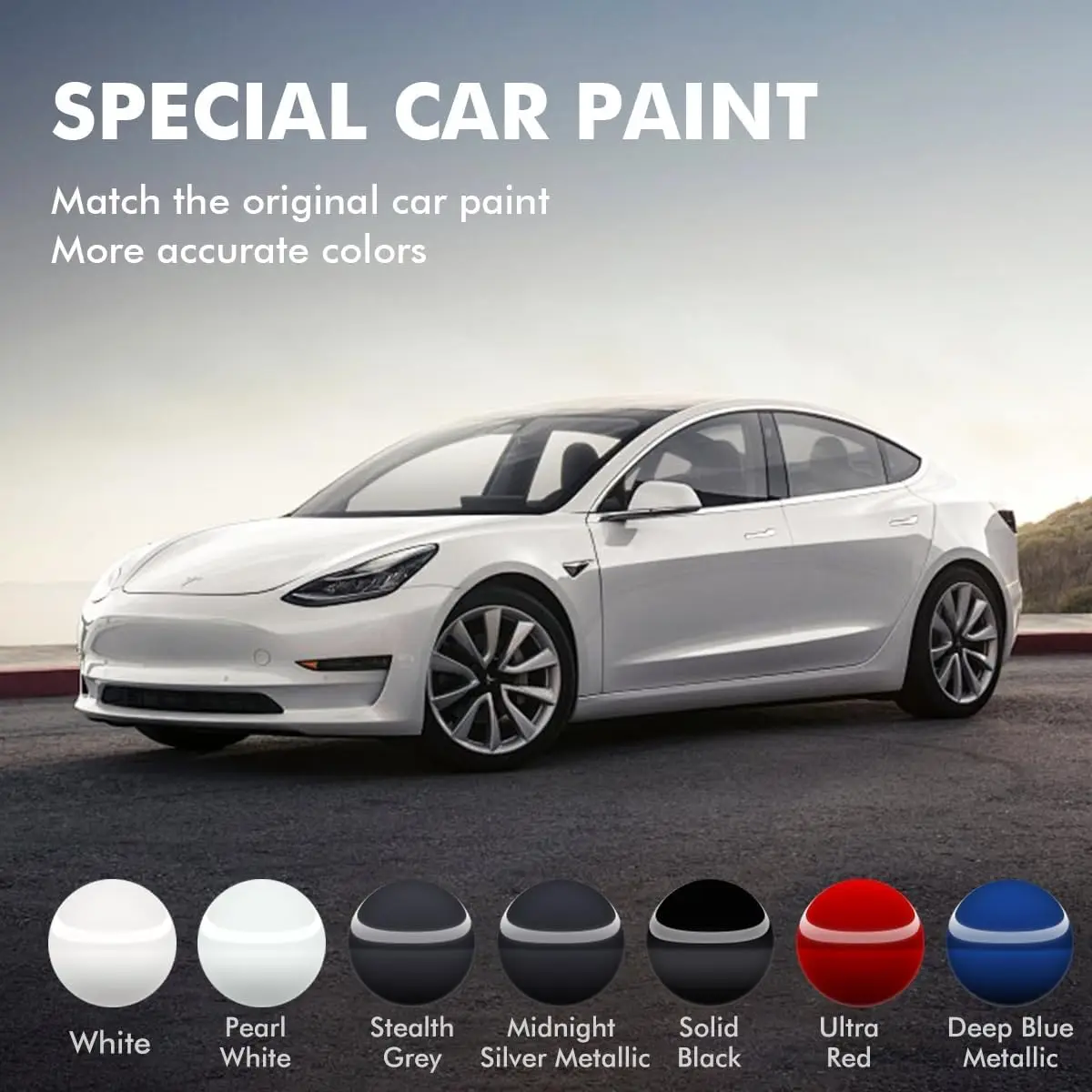 Car Touch Up Paint for Tesla Model Y/3/S/X, 2 in 1 DIY Car Paint Scratch Repair Kit with Pen Tip & Brush, Scratch Remover Pen Wi