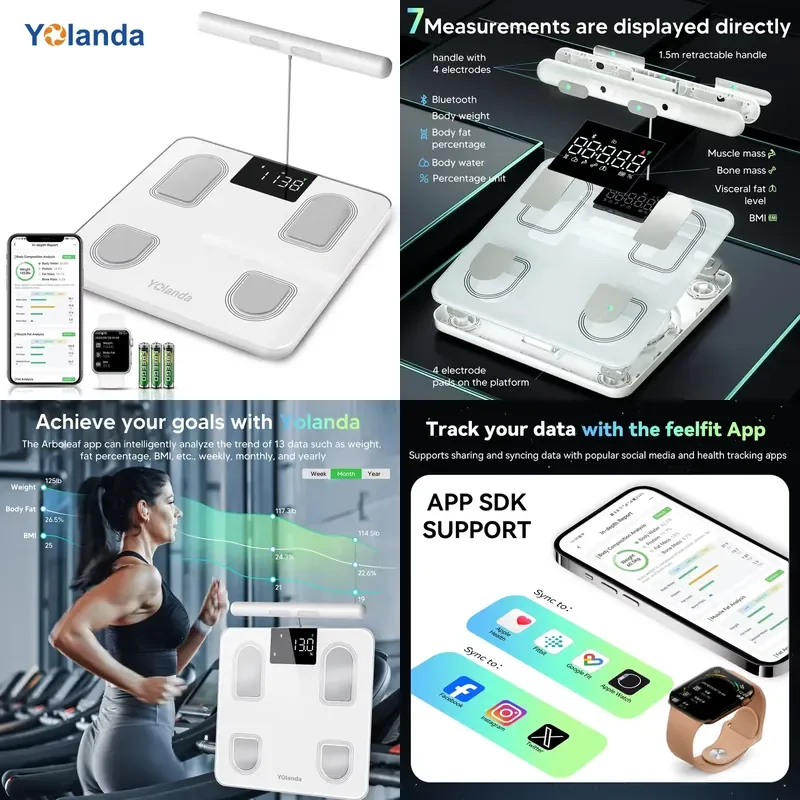 CS10E Eight Electrode Body Scale Home Gym Body Composition Analysis BMI Light Weight Rechargeable Weight Scale Yolanda