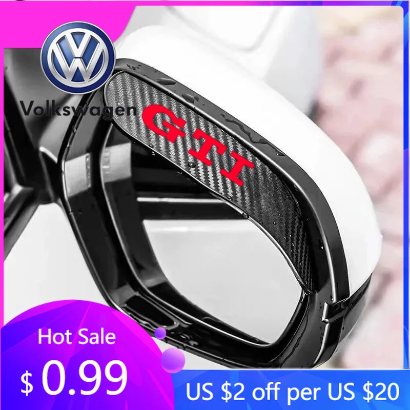 

2026 Hot For Volkswagen VW 2pc Car Rear View Mirror Sticker Rain Eyebrow For VW Golf 5 6 7 8 GTI Polo Mk6 R Mk7 Mk4 5