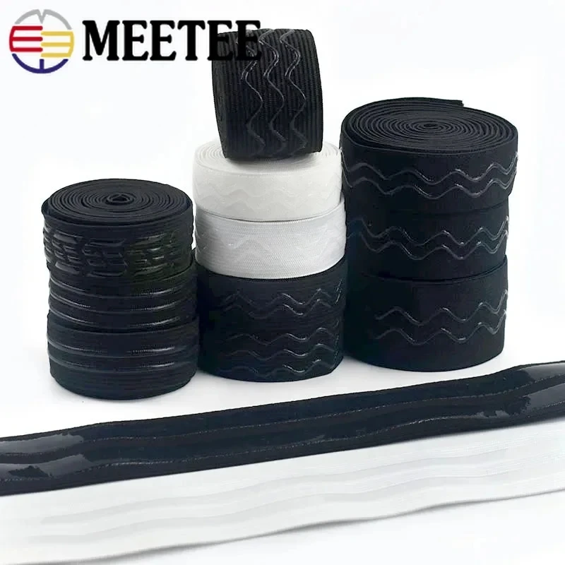 2/5/10M Black White Elastic Band 1-5cm Silicone Non-slip Rubber Ribbon Underwear Skirt Sport Clothes Wrister DIY Sewing Material