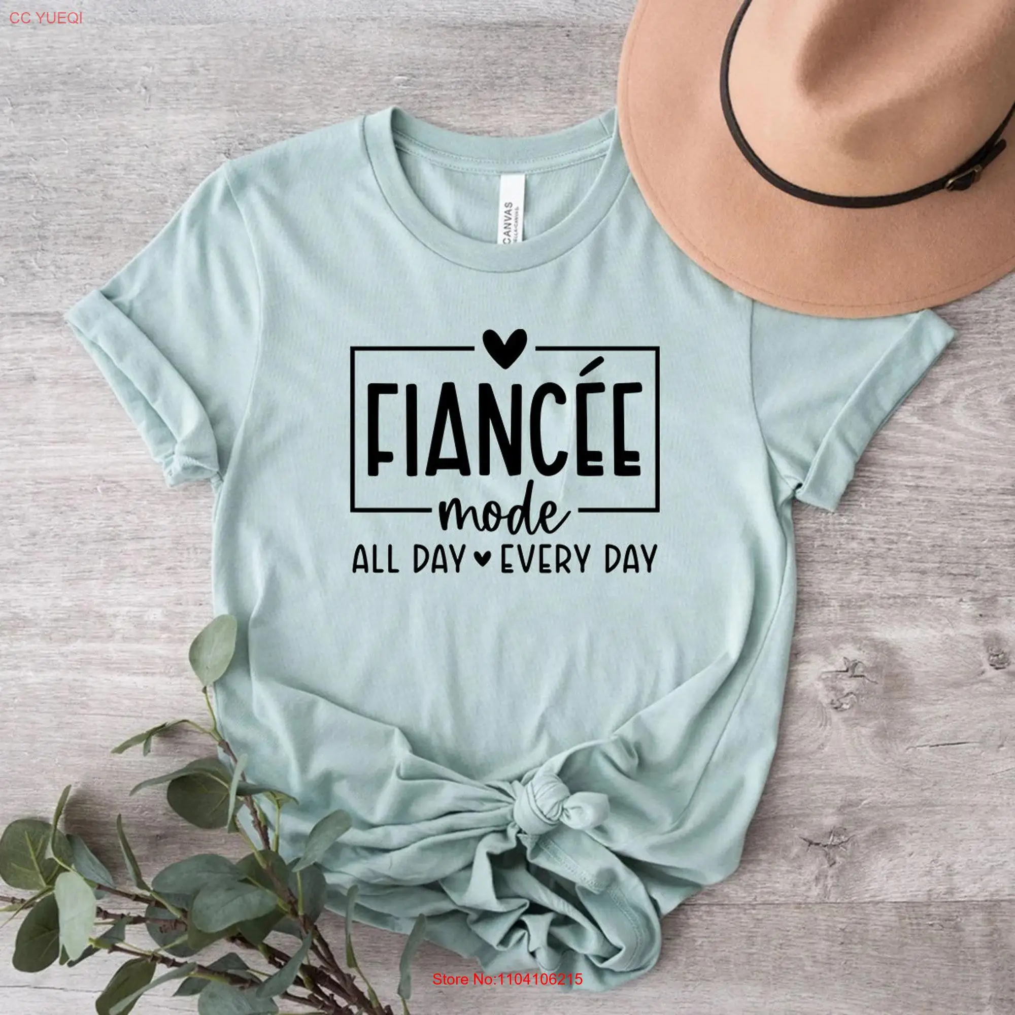 Fiancee Mode T Shirt Future Mrs Engaged Bride To Be Bachelorette long or short sleeves