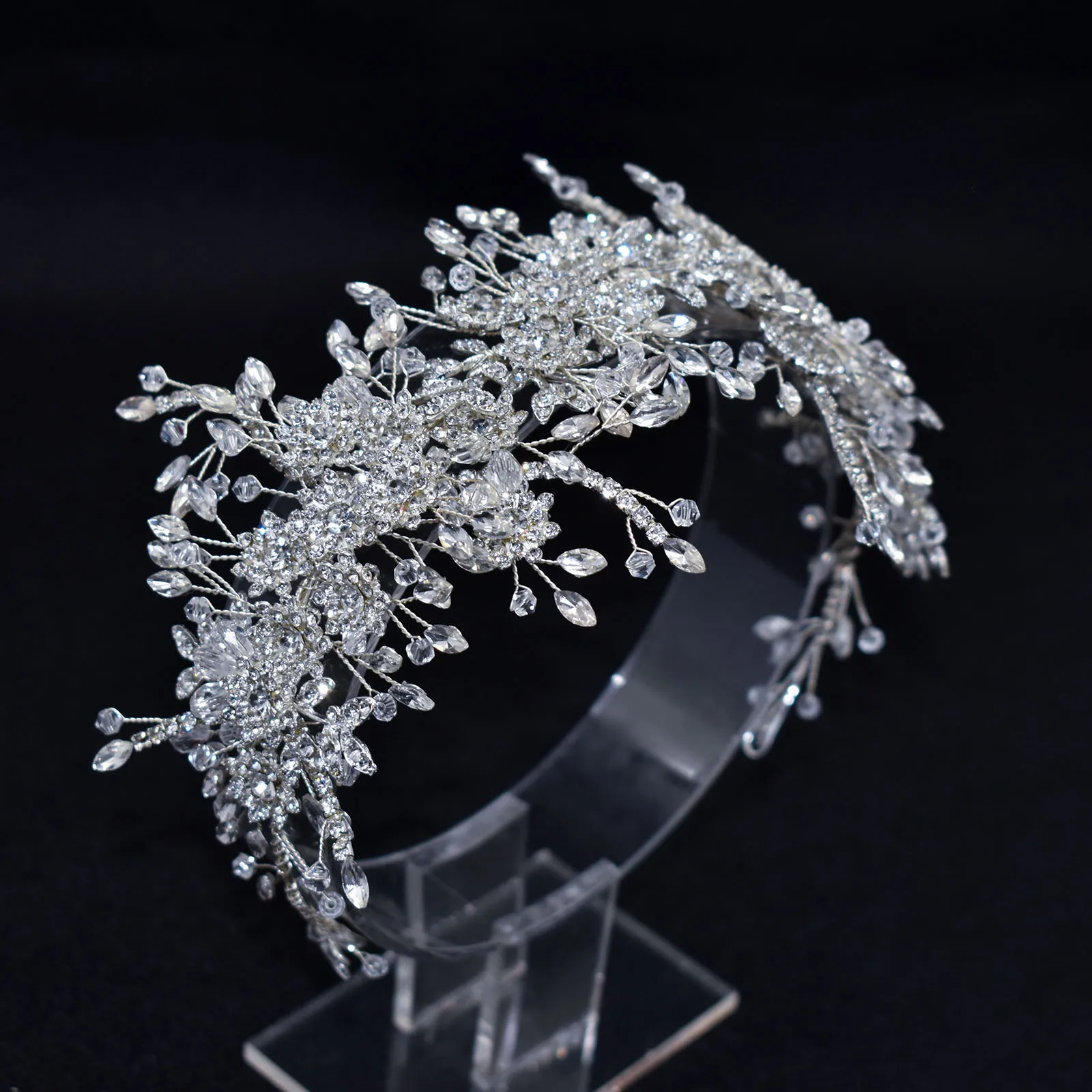 

DZ096 2024 Wedding Hair Tiara Crystal Girl Silver Color Accessories Diadem Headband for Women Girl Bridal Prom Crown Wedding