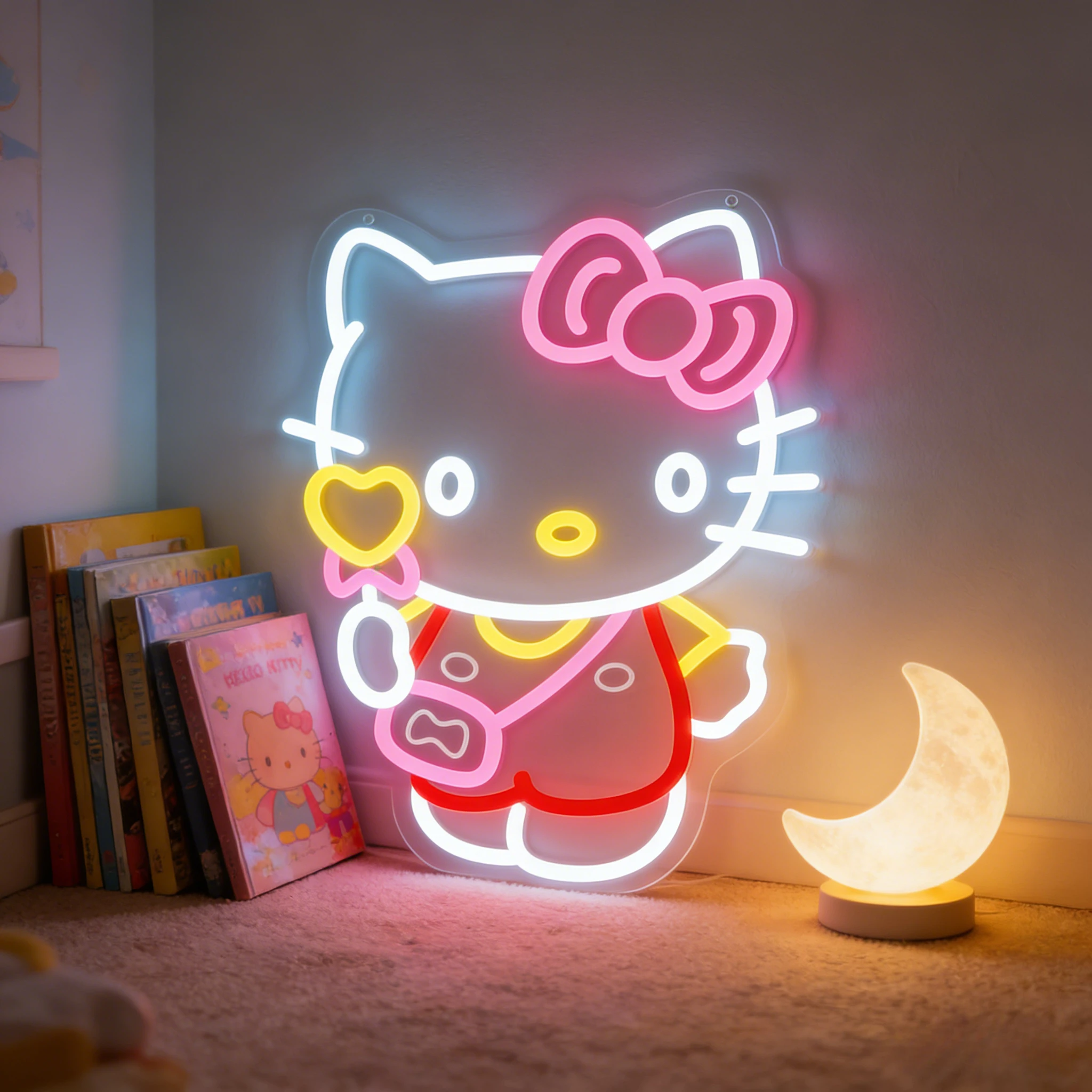 

Hello Kitty Neon Sign LED USB Dimmable Kawaii Wall Art for Kids Bedroom Decor Cute Cartoon Birthday Gift Aesthetic Night Light