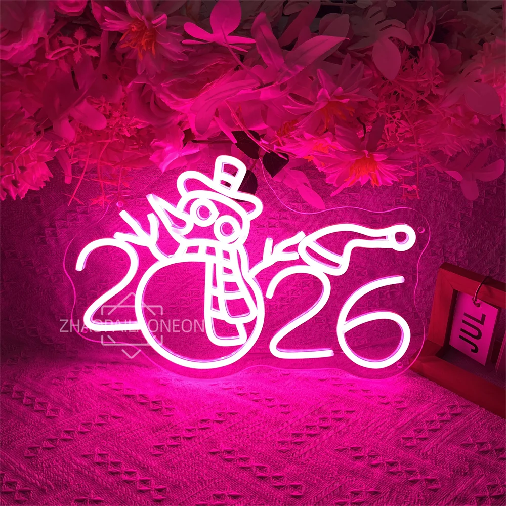 سنة جديدة سعيدة علامات النيون ثلج الرموز لغرفة المنزل متجر النوادي ديكور 2026 حفلات السنة الجديدة ضوء النيون تخصيص الهدايا #4