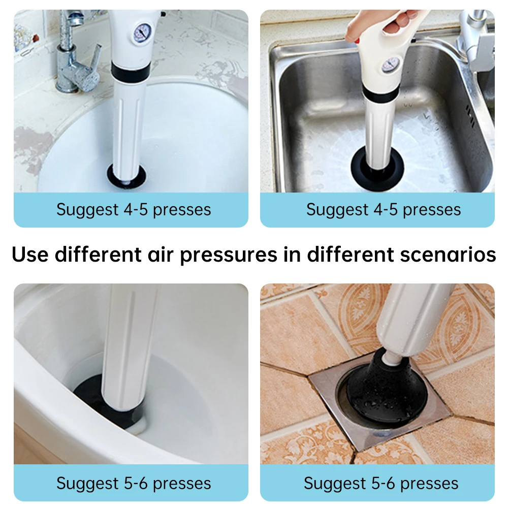 Toilet Plunger Household High Pressure Drain Plunger Toilet Dredge Sewer Dredge Clog Remover Pneumatic Sewer Pipe Unblocker