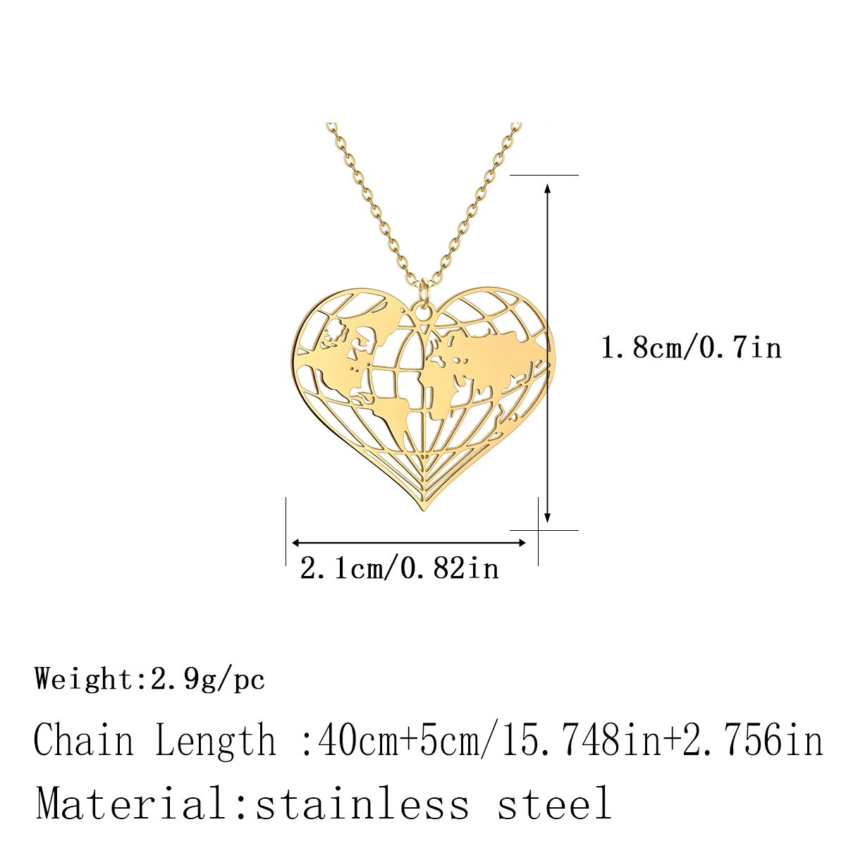 Kinitial Origami Earth Necklace Heart Pendant World Map Necklace World Pendant Travel Choker Chain Earth Jewelry Planet Gifts