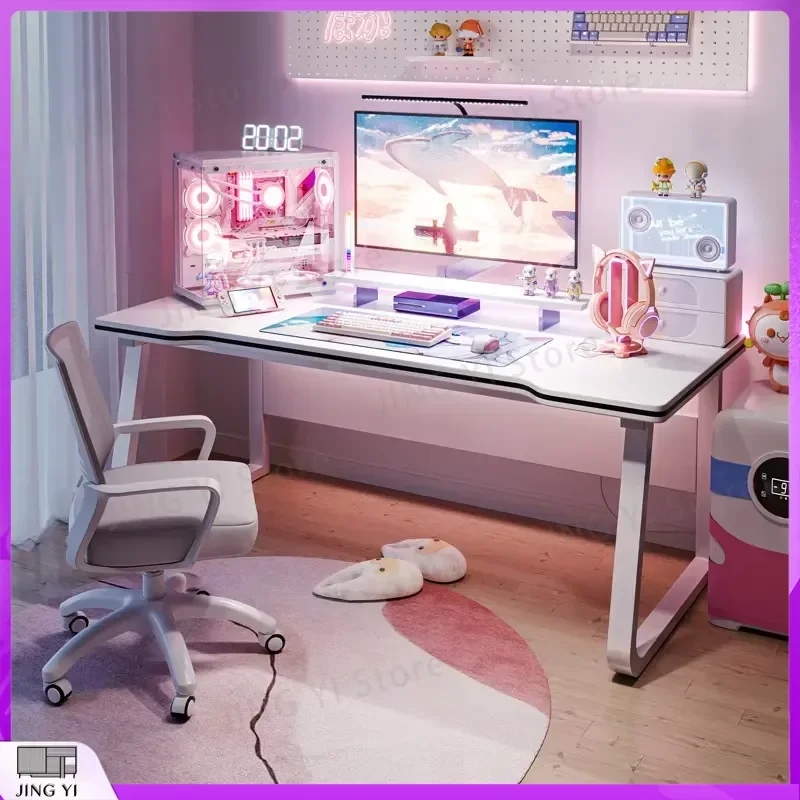 Esport Gaming Desk Computer Desk for Home Office Study Writing Desk Adjustable Height White Desktop Table Workstation Lab