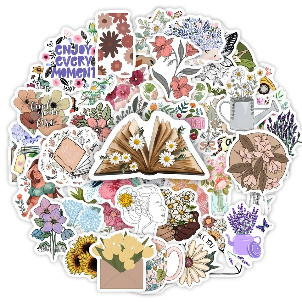Adorable botanical motif adhesive labels for personalizing devices accessories notebooks water bottles and travel gear durable w