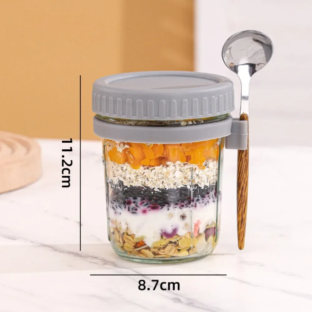 Breakfast Cup Creative Large Capacity Oatmeal with Spoon Lid Glass High Appearance Level Household Milk Oatmeal