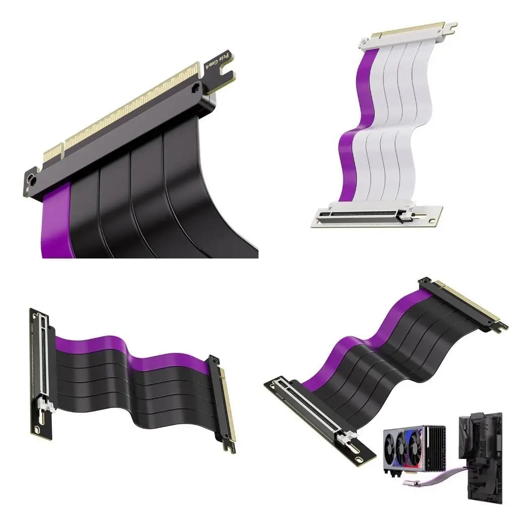 652F Enhances PCIe4.0x16 Risers Cable 200mm for Versatility GPU Orientation and Space Optimization Stainless Steel PCIE Slot