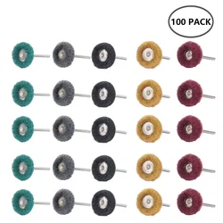 Mini 2.35mm Shank 25mm Drill Abrasive Brush Nylon Buffing Polishing Wheel Set Rust Remover for Dremel Rotary Hand Tool