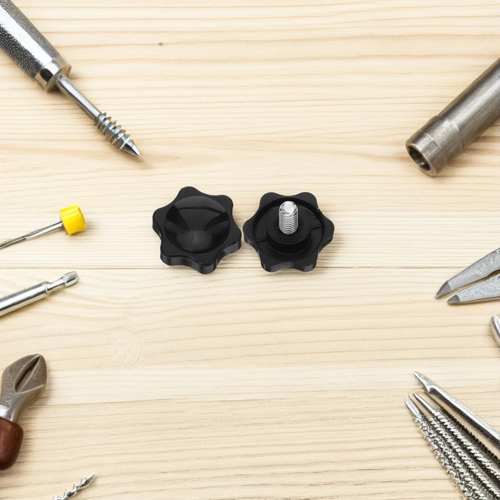 

Adjustable Star Knob Screw 6mm Black Plastic Threaded Knurled Thumbscrew for Machinery Woodworking Home Repairs Industrial Use