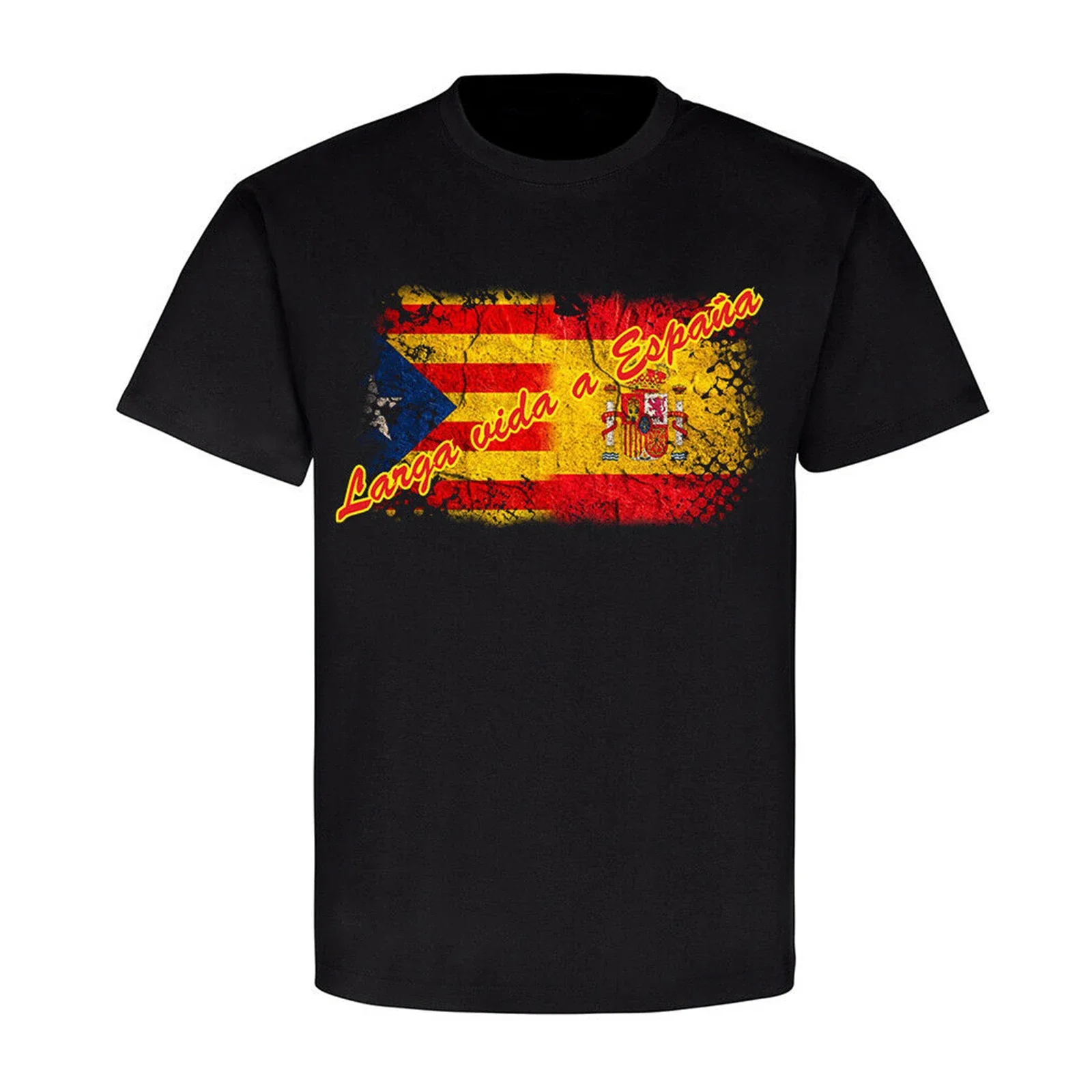 Larga Vida A Espana Spanien Espania Espana Flagge Fahne T-Shirt Men's 100% Cotton Casual T-shirts Loose Top Size S-3XL