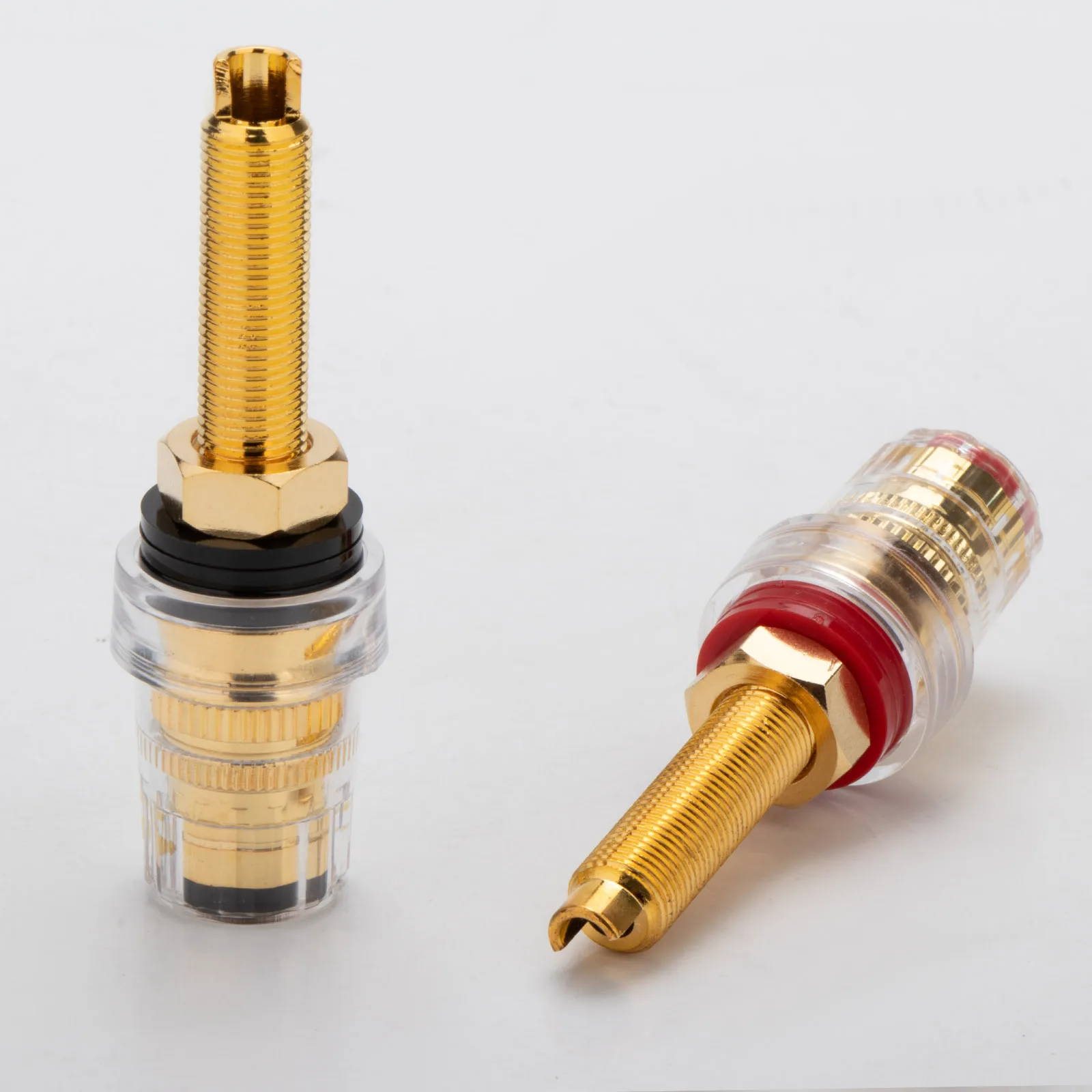 Preffair Brass Long Binding Post Connector Audio Speaker Amplifier Audio Adapter for 4mm Banana Plug Terminal Connectors