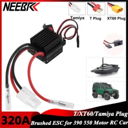 NEEBRC 320A Waterproof 5V/2A BEC Brushed ESC 2-3S Speed Controller for 1/10 RC Crawler Car 390 550 Brushed Motor TRX AXIAL
