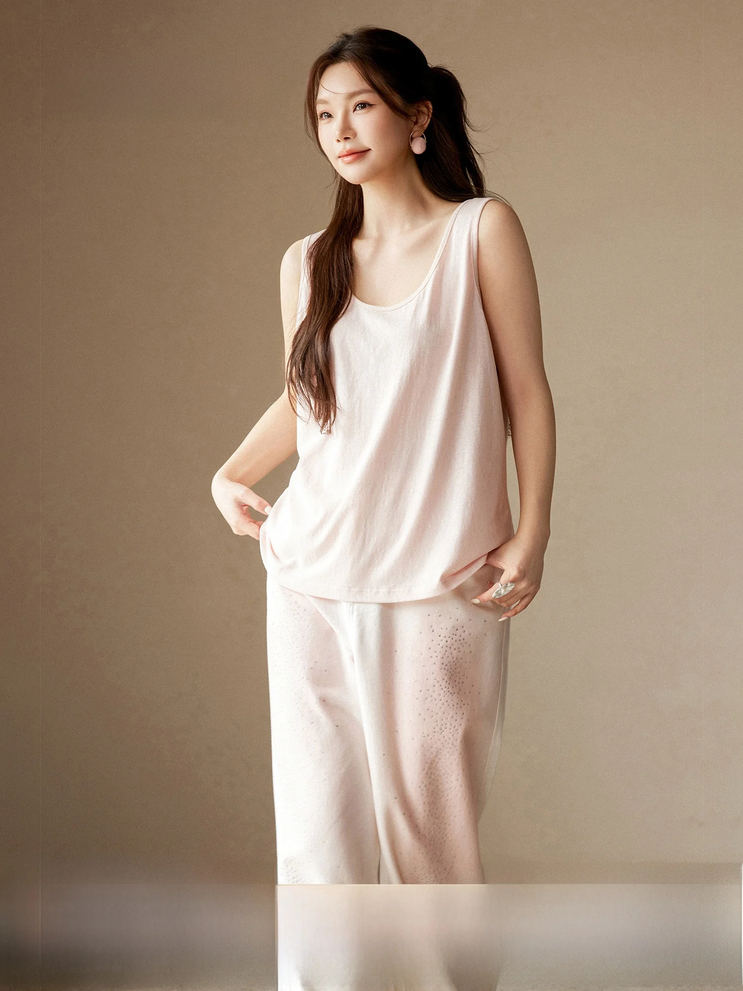 

Жилет Plusmall Soft Peach Breeze Snowflake из хлопкового трикотажа, свободный, H-образный, без рукавов, на бретельках, женский, летний, повседневный, комфортный