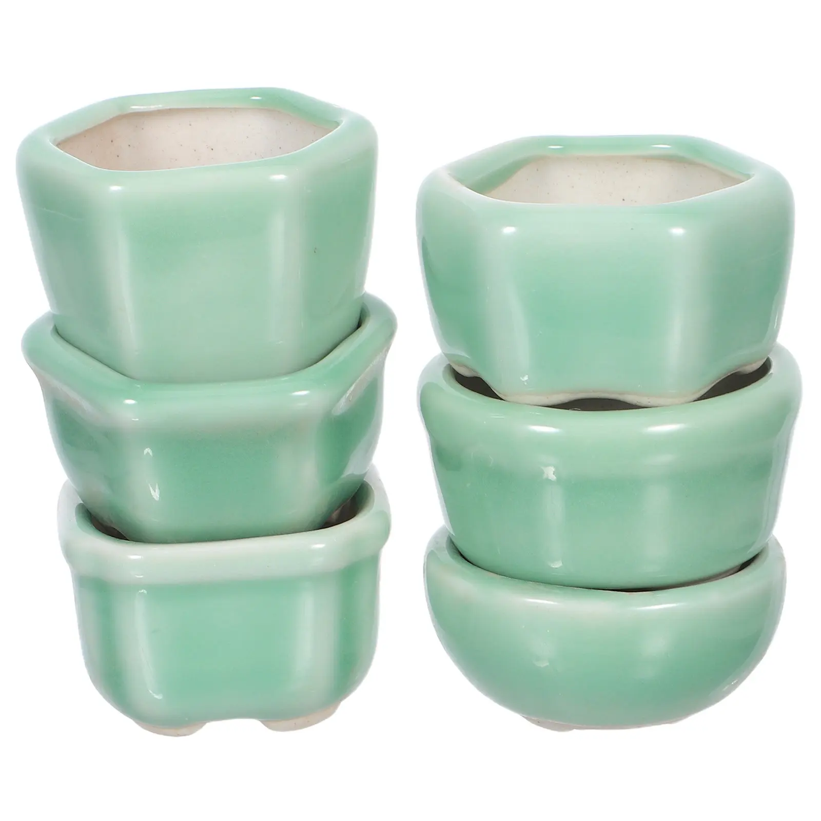 6Pcs Mini Succulent Flowerpot Square Compact Planter for Desk Decor Small Space Gardening Miniature Landscaping Succulent Bonsai