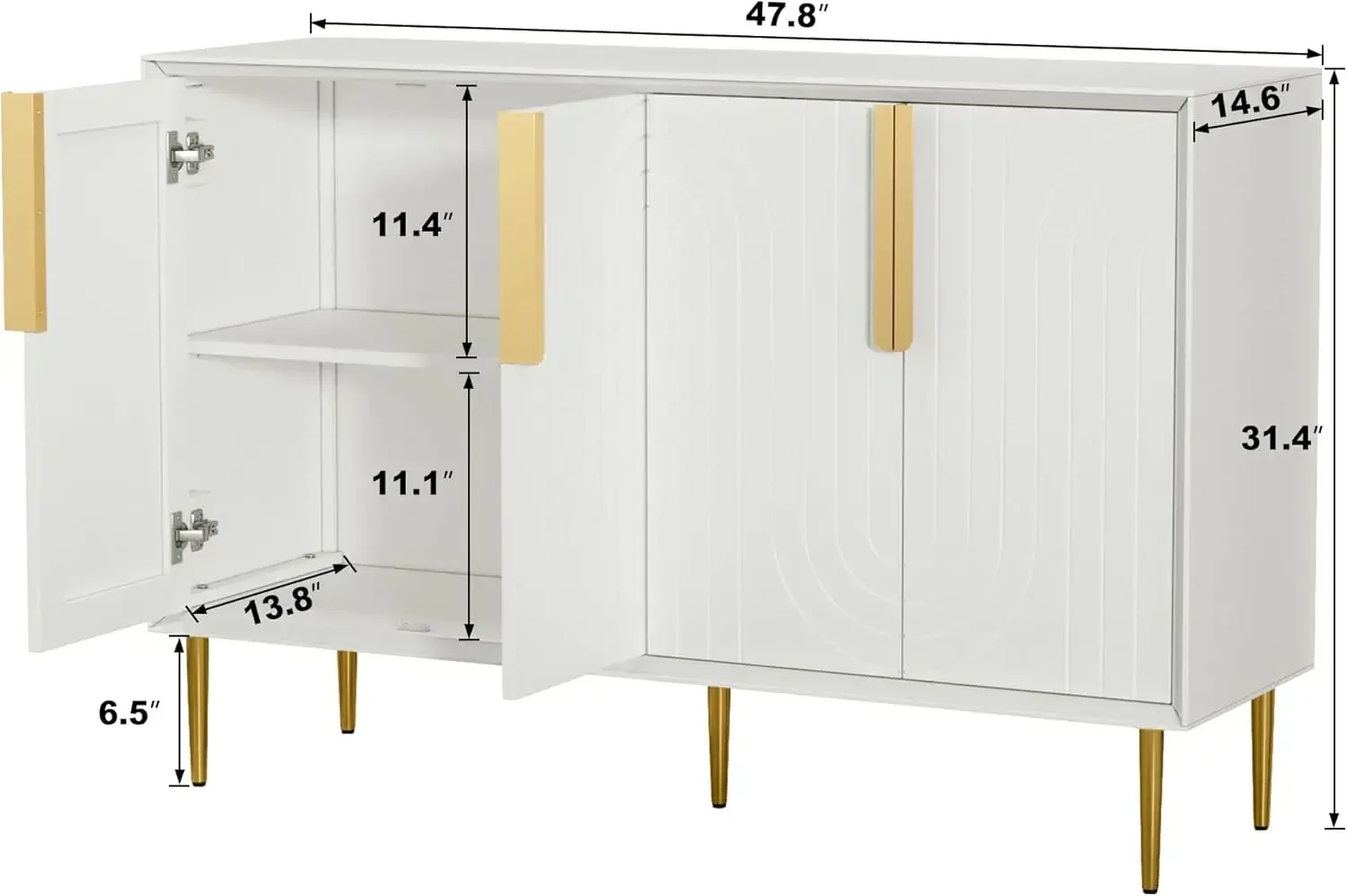 

Modern Credenza Storage Cabinet for Kitchen, Dining Room, Hallway,Office,White