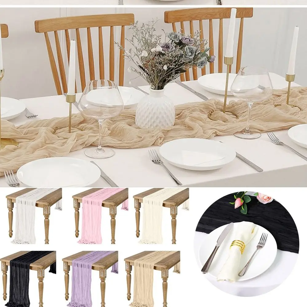 Table Flag Semi-Sheer Gauze Table Runner Multipurpose Vintage Cheese Cloth Table Setting Retro Banquets Arches Boho Decor