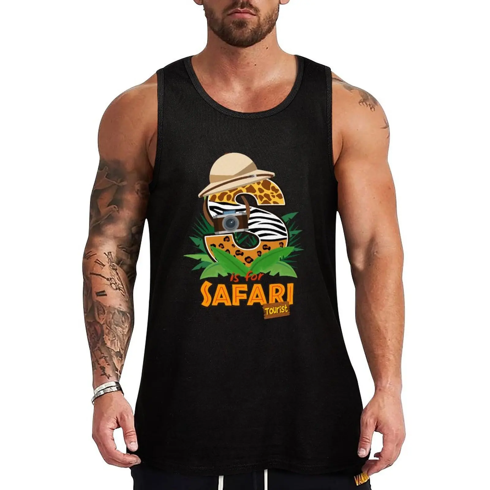 

S is for SAFARI Tourist Tank Top t-shirts man Men's gym men gym