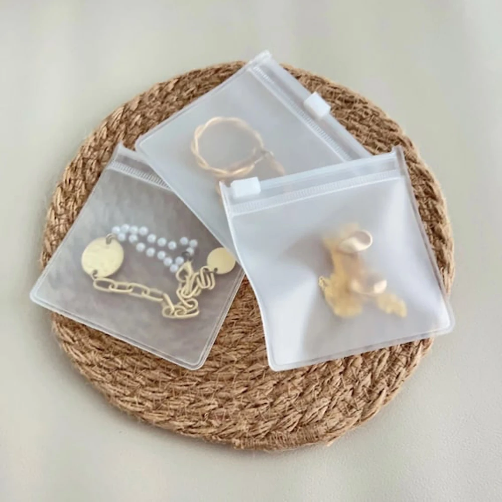 

5Pcs Jewelry Zipper Bag Transparent EVA Plastic Storage Envelope Frosted Pouches Ring Earrings Pearl Necklace Bracelet Packaging